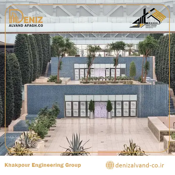 Fabrication of the main steel trusses for the Iranian Garden at Iran Mall