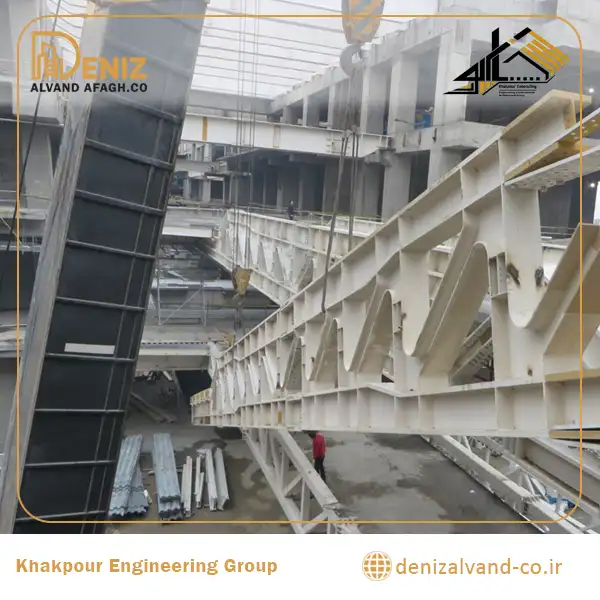 Transportation of fabricated steel components to the Iran Mall project site