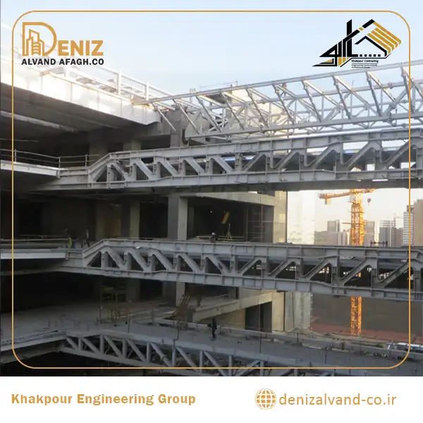 Before installation of the Iranian Garden steel trusses at Iran Mall