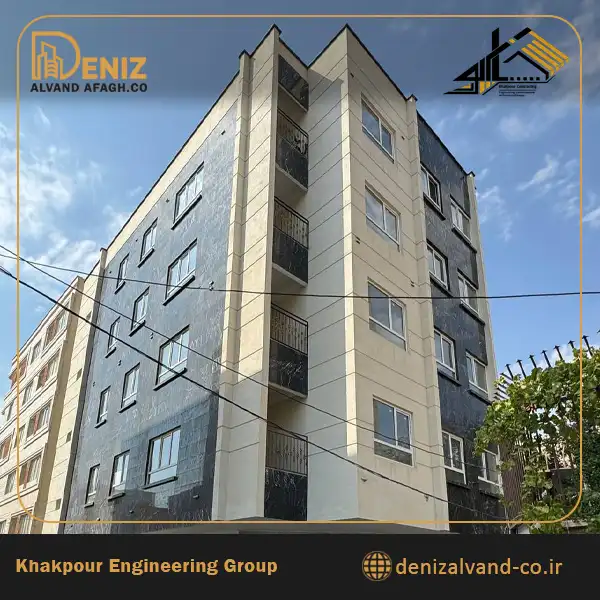 Contrasting light and dark facade design of the Alborz residential apartment building