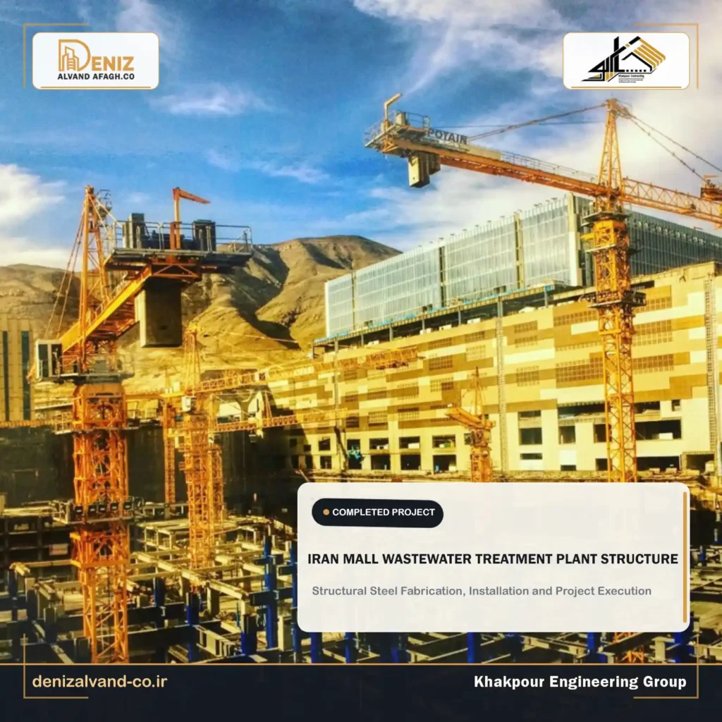 Iran Mall wastewater treatment plant steel structure during the construction phase