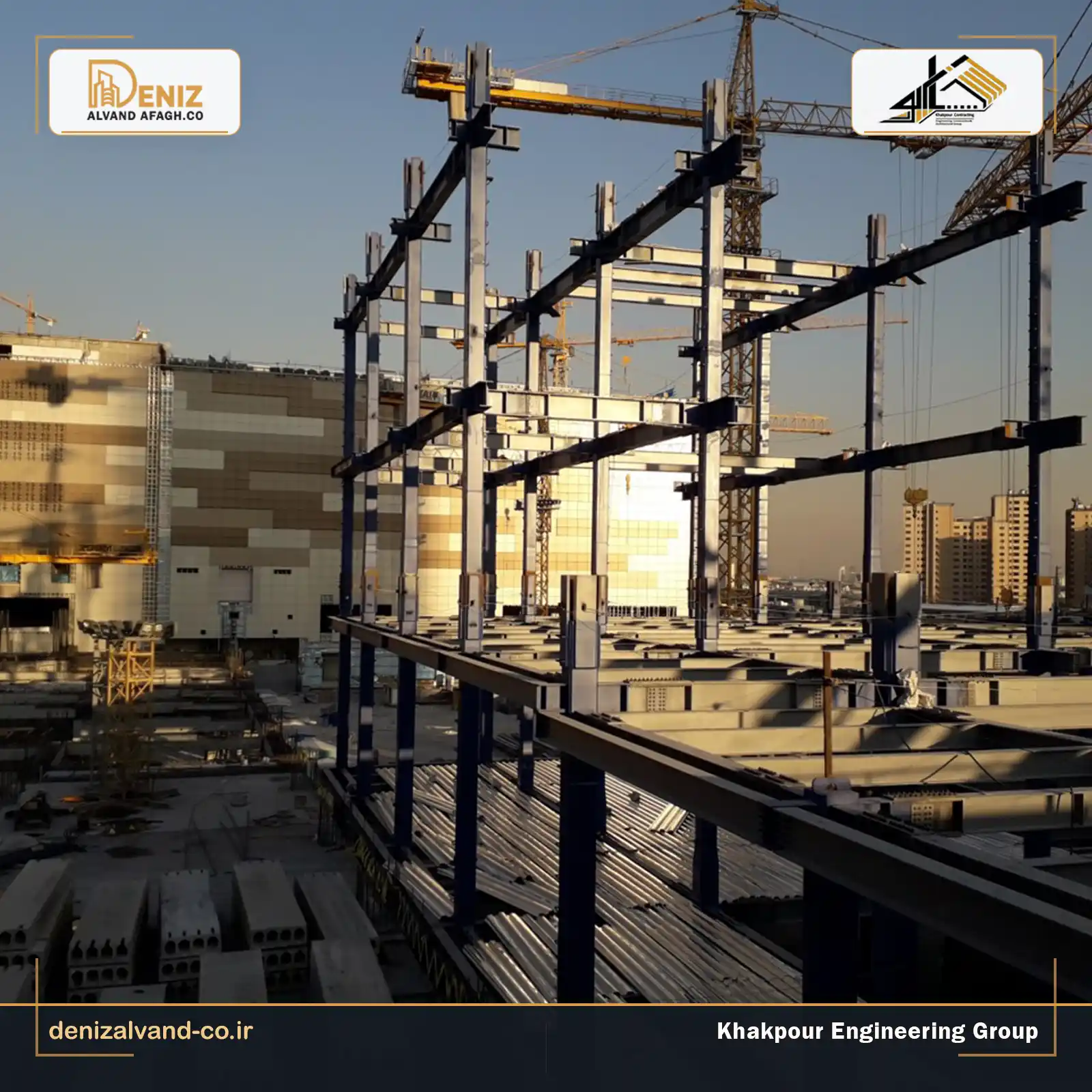 Steel columns installed for the Iran Mall wastewater treatment plant structure