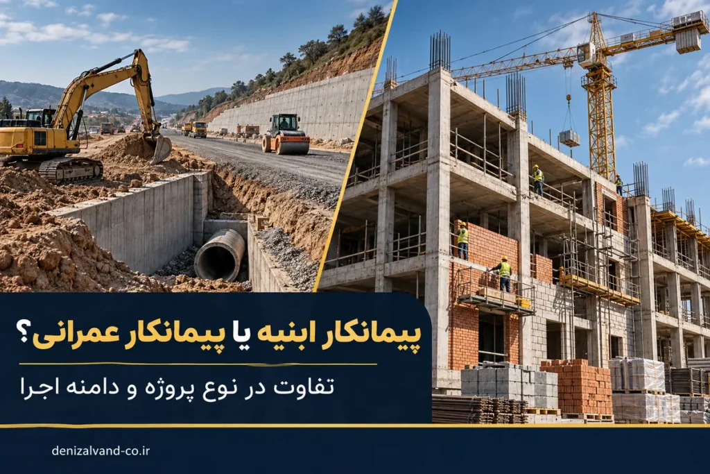 مقایسه پروژه ساختمانی پیمانکار ابنیه با عملیات زیرساختی پیمانکار عمرانی