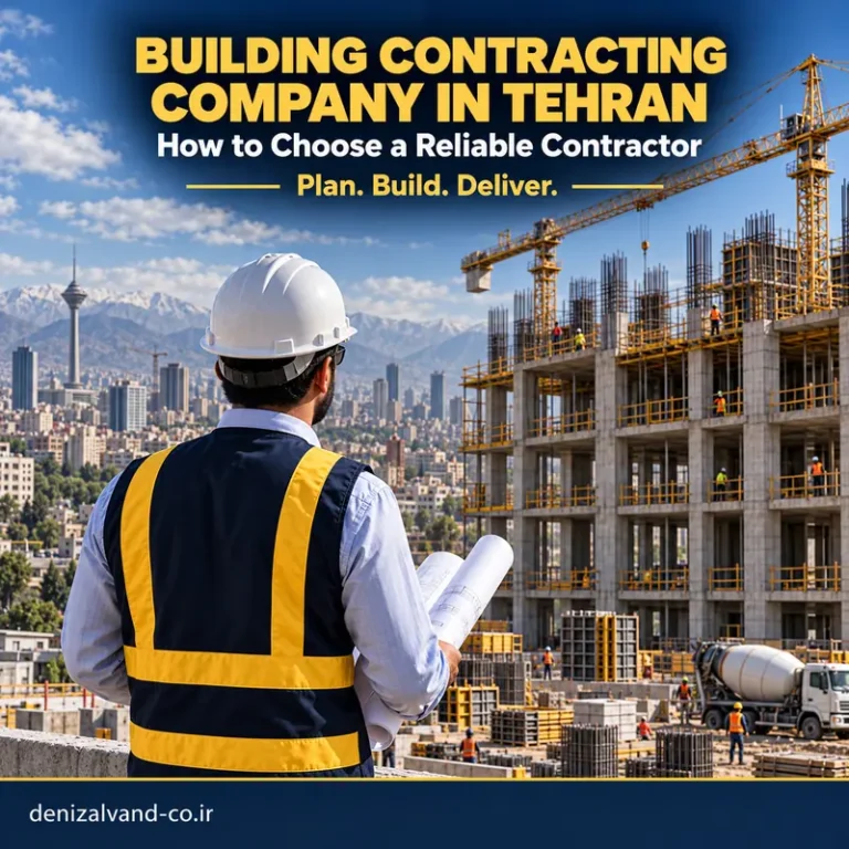 Professional building contracting company managing a construction project in Tehran